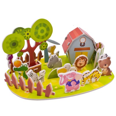 Zoo custom photo puzzles wholesale 3d paper model toy cardboard mini educational puzzle toys