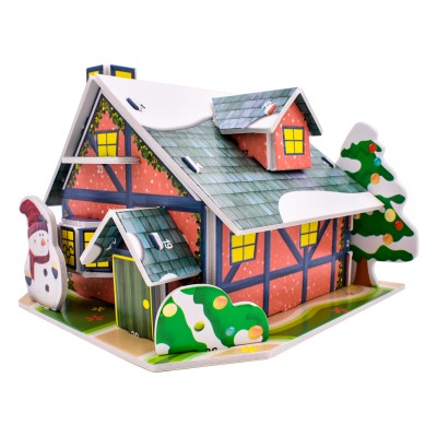 Kids cognitive number blank puzzle pieces large wholesale troqueladora paper Christmas cartoon house 3d game puzzle